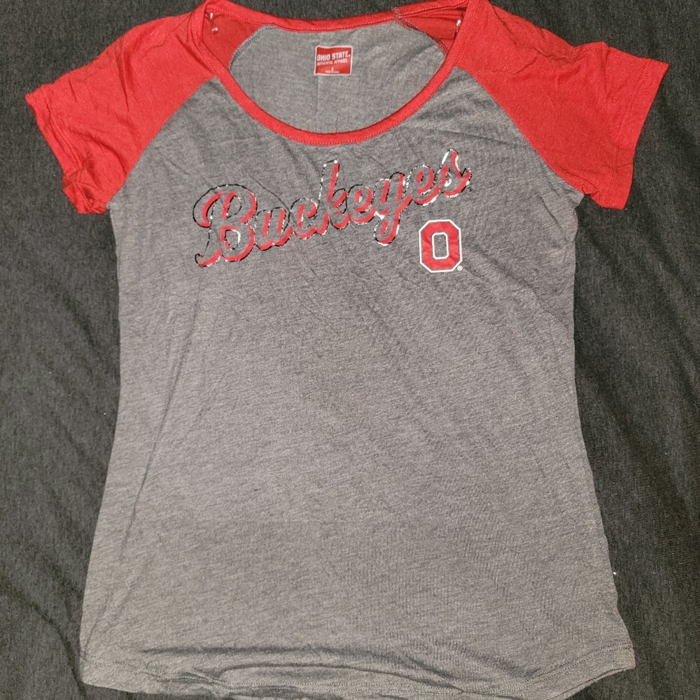 Ohio State Buckeyes Women's T-Shirt - Small - Gray/Red